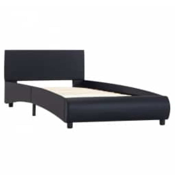 vidaXL LED Bed Frame Black Faux Leather 100x200 cm