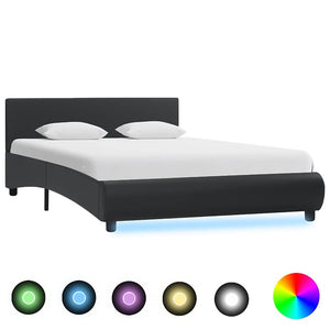 vidaXL Bed with LED Lighting without Mattress Black 120x200 cm