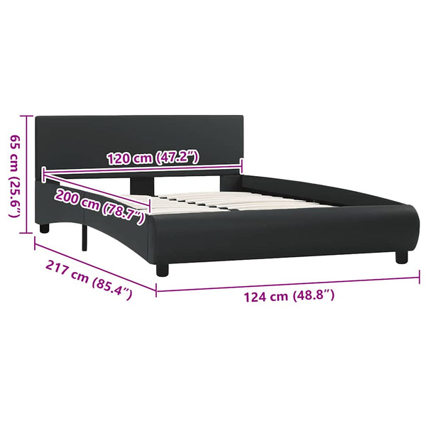 vidaXL Bed with LED Lighting without Mattress Black 120x200 cm