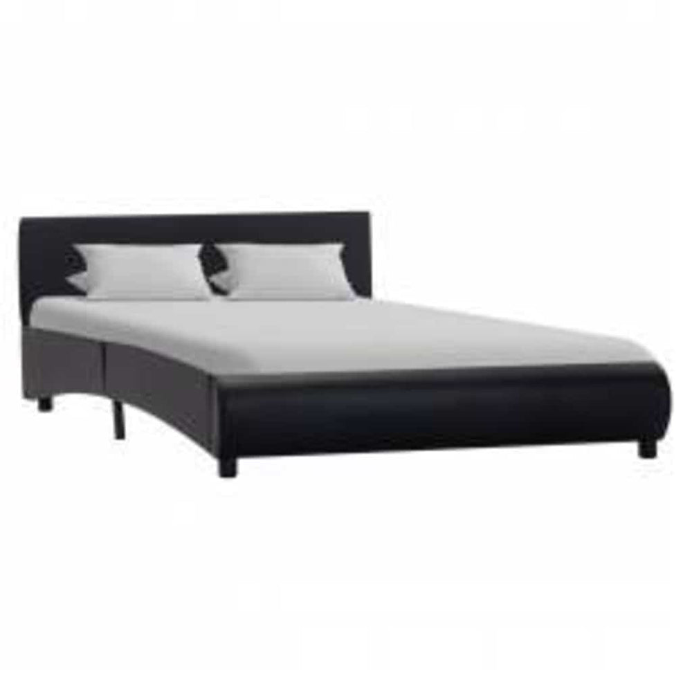 vidaXL LED Bed Frame Black Faux Leather 140x200 cm