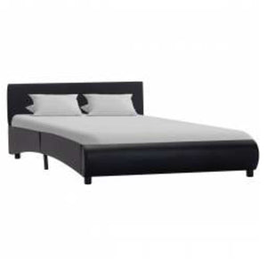 vidaXL LED Bed Frame Black Faux Leather 140x200 cm