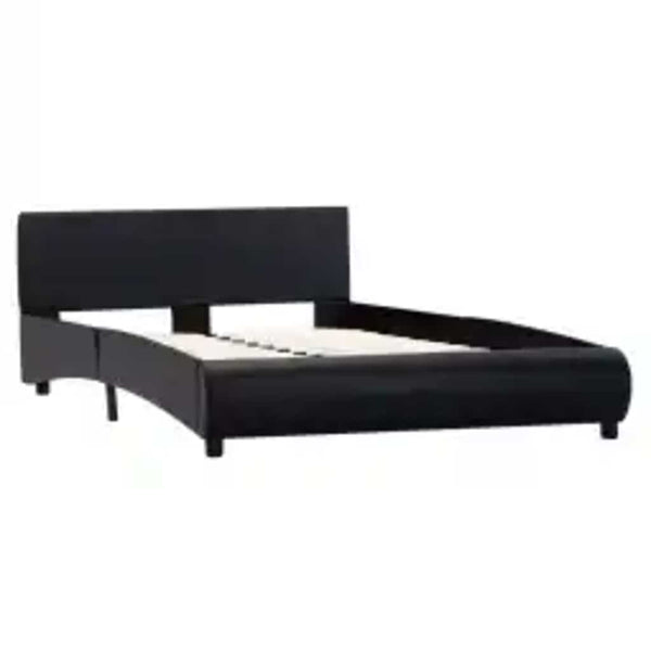 vidaXL LED Bed Frame Black Faux Leather 140x200 cm