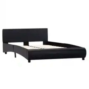 vidaXL LED Bed Frame Black Faux Leather 140x200 cm