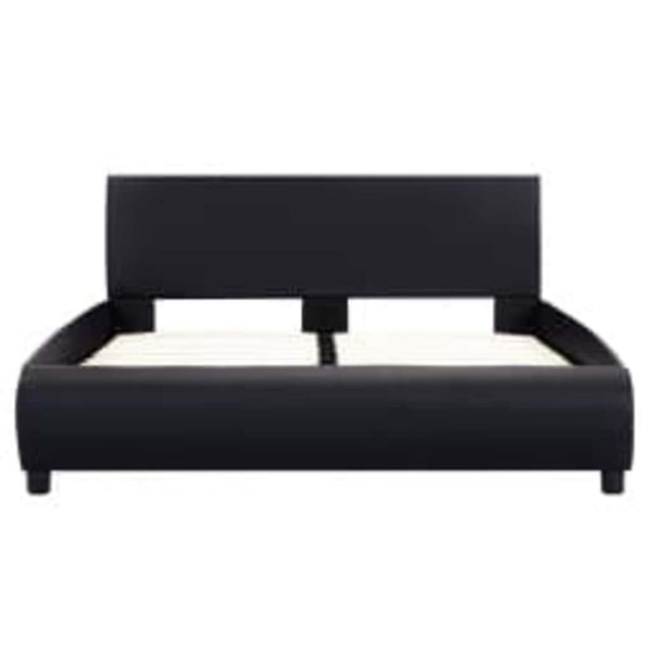vidaXL LED Bed Frame Black Faux Leather 140x200 cm