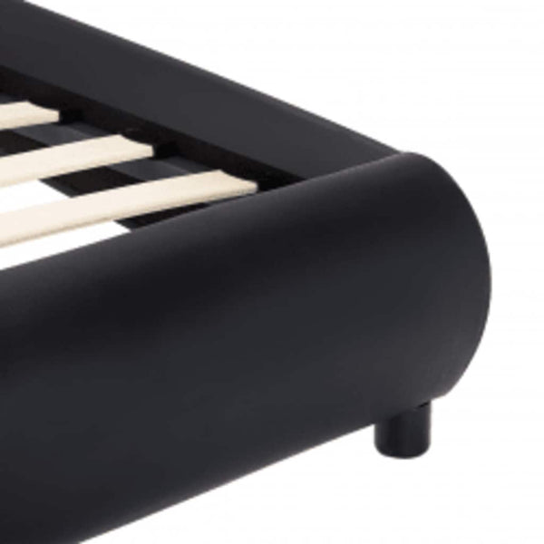 vidaXL LED Bed Frame Black Faux Leather 140x200 cm