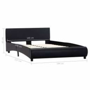 vidaXL LED Bed Frame Black Faux Leather 140x200 cm