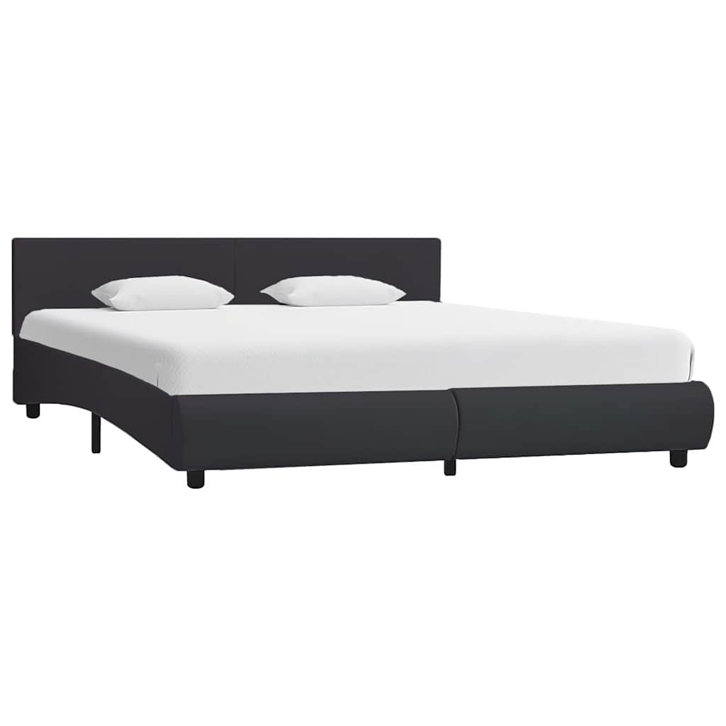 vidaXL LED Bed Frame Black Faux Leather 160 x 200 cm