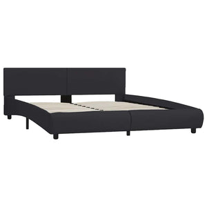 vidaXL LED Bed Frame Black Faux Leather 160 x 200 cm