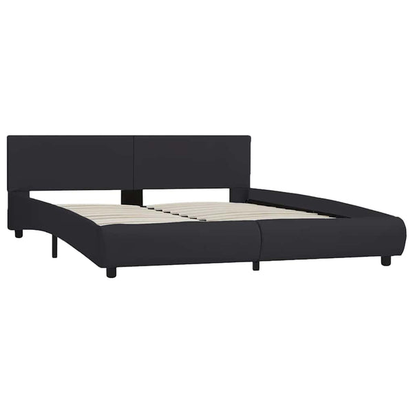 vidaXL LED Bed Frame Black Faux Leather 160 x 200 cm