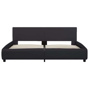 vidaXL LED Bed Frame Black Faux Leather 160 x 200 cm