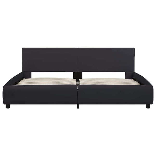 vidaXL LED Bed Frame Black Faux Leather 160 x 200 cm