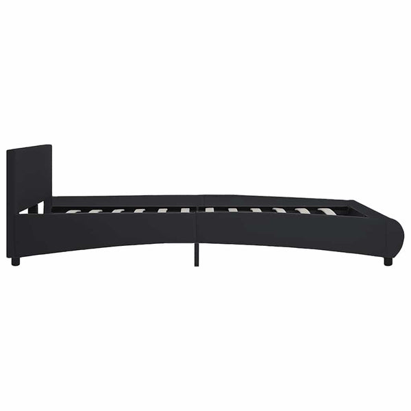 vidaXL LED Bed Frame Black Faux Leather 160 x 200 cm