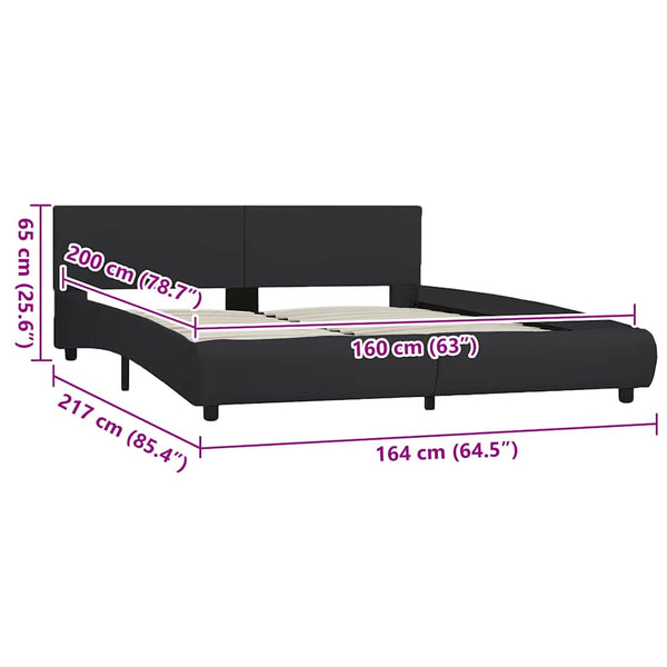 vidaXL LED Bed Frame Black Faux Leather 160 x 200 cm