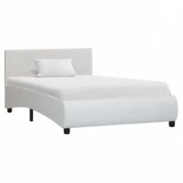 vidaXL LED Bed Frame White Faux Leather 90x200 cm