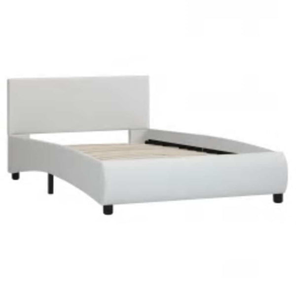 vidaXL LED Bed Frame White Faux Leather 90x200 cm
