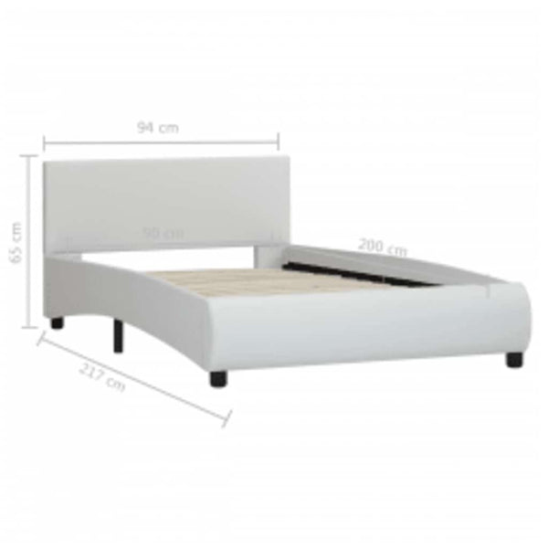 vidaXL LED Bed Frame White Faux Leather 90x200 cm