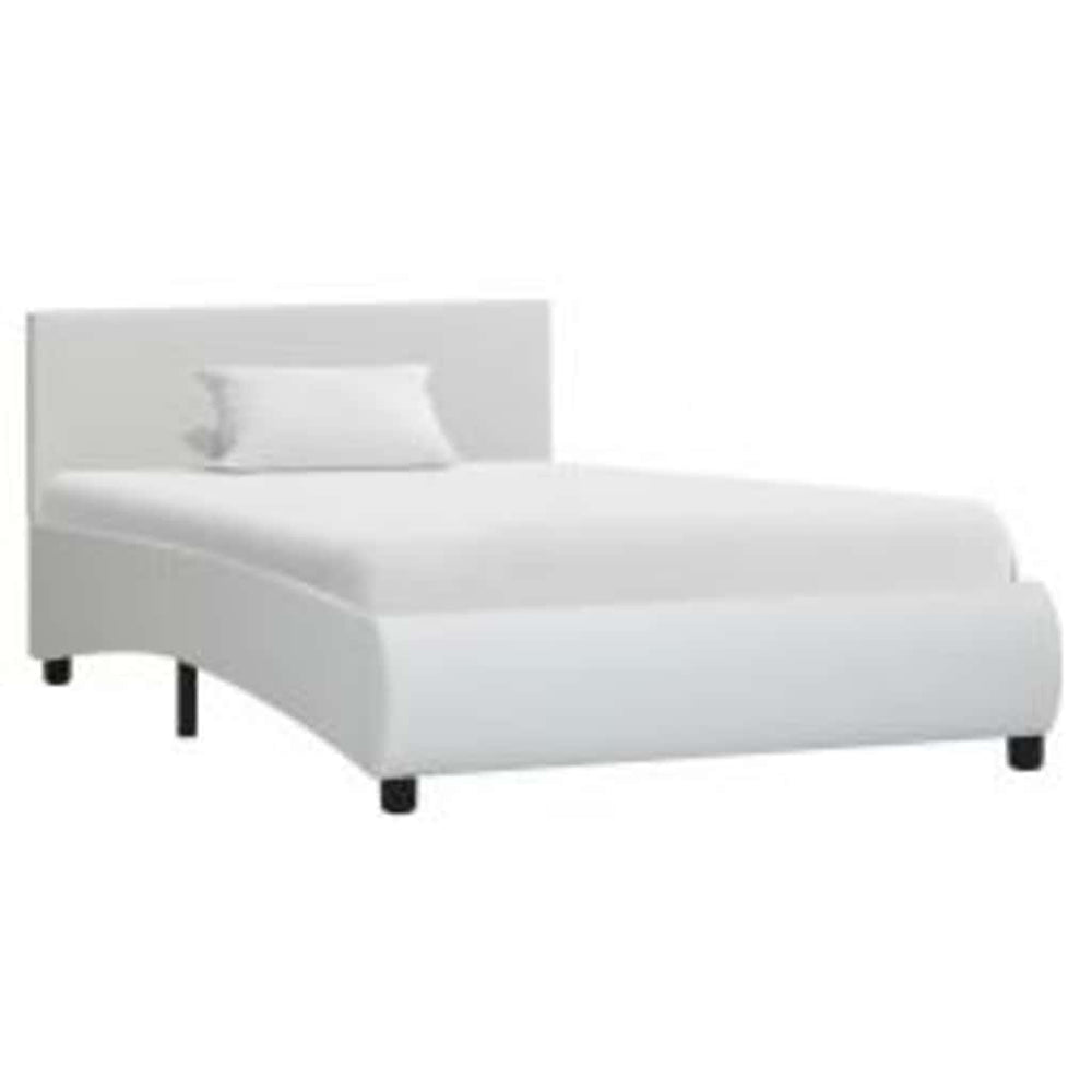 vidaXL LED Bed Frame White Faux Leather 100x200 cm