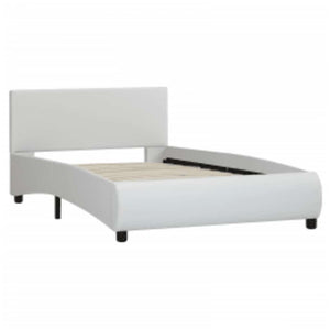 vidaXL LED Bed Frame White Faux Leather 100x200 cm