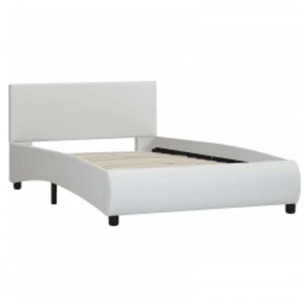 vidaXL LED Bed Frame White Faux Leather 100x200 cm