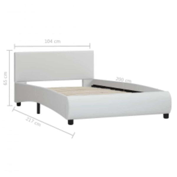 vidaXL LED Bed Frame White Faux Leather 100x200 cm
