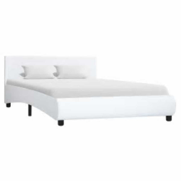 vidaXL LED Bed Frame White Faux Leather 120x200 cm
