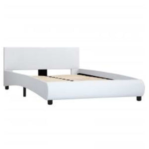 vidaXL LED Bed Frame White Faux Leather 120x200 cm