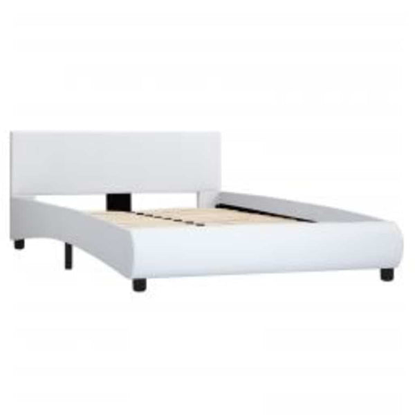 vidaXL LED Bed Frame White Faux Leather 120x200 cm