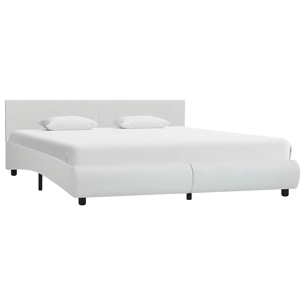 vidaXL LED Bed Frame White Faux Leather 160x200 cm