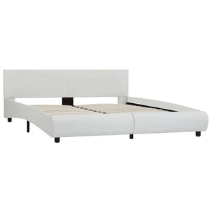 vidaXL LED Bed Frame White Faux Leather 160x200 cm