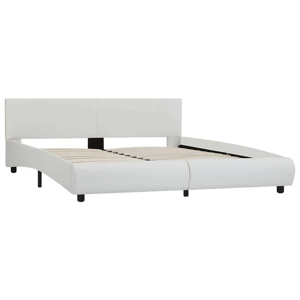 vidaXL LED Bed Frame White Faux Leather 160x200 cm