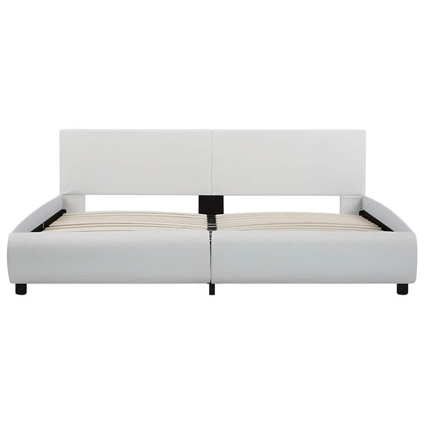 vidaXL LED Bed Frame White Faux Leather 160x200 cm