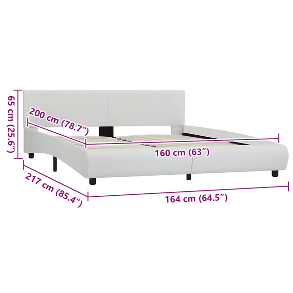 vidaXL LED Bed Frame White Faux Leather 160x200 cm