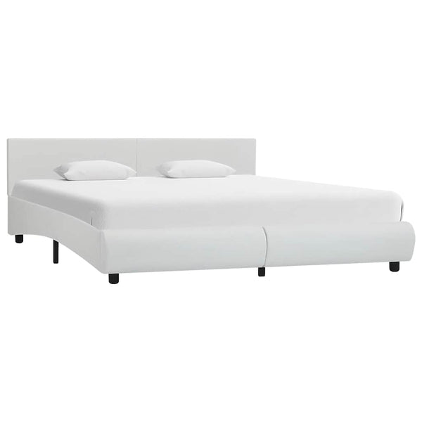 vidaXL LED Bed Frame White Faux Leather 180x200 cm