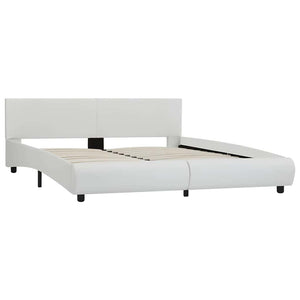 vidaXL LED Bed Frame White Faux Leather 180x200 cm