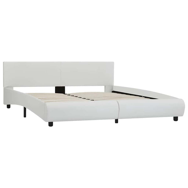 vidaXL LED Bed Frame White Faux Leather 180x200 cm