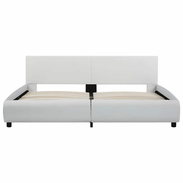 vidaXL LED Bed Frame White Faux Leather 180x200 cm