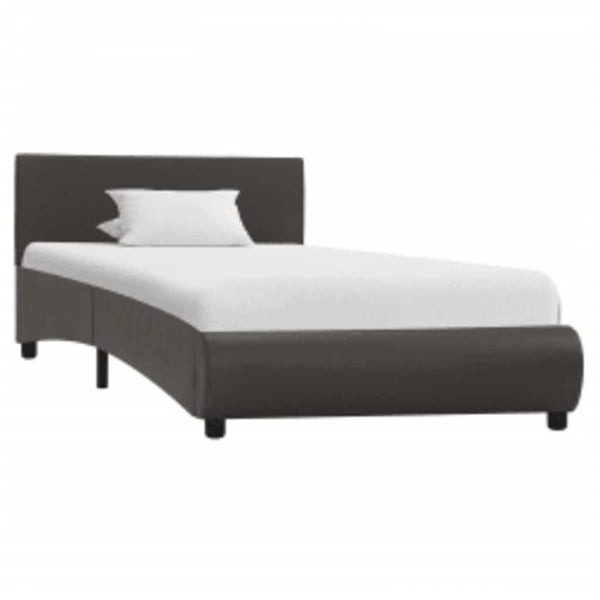 vidaXL LED Bed Frame Gray Faux Leather 90x200 cm
