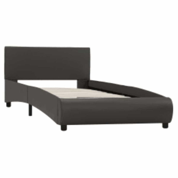 vidaXL LED Bed Frame Gray Faux Leather 90x200 cm