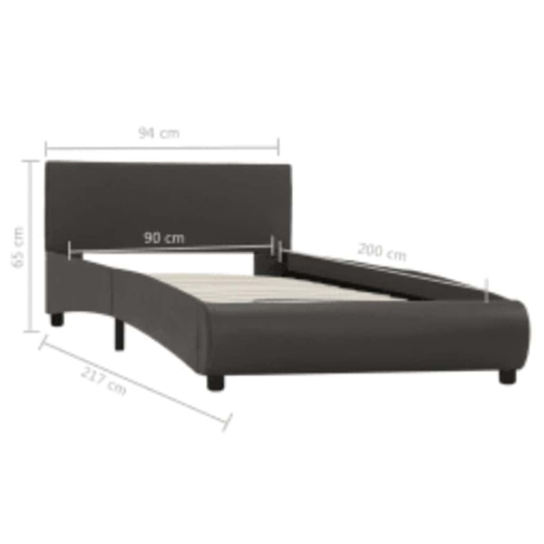 vidaXL LED Bed Frame Gray Faux Leather 90x200 cm