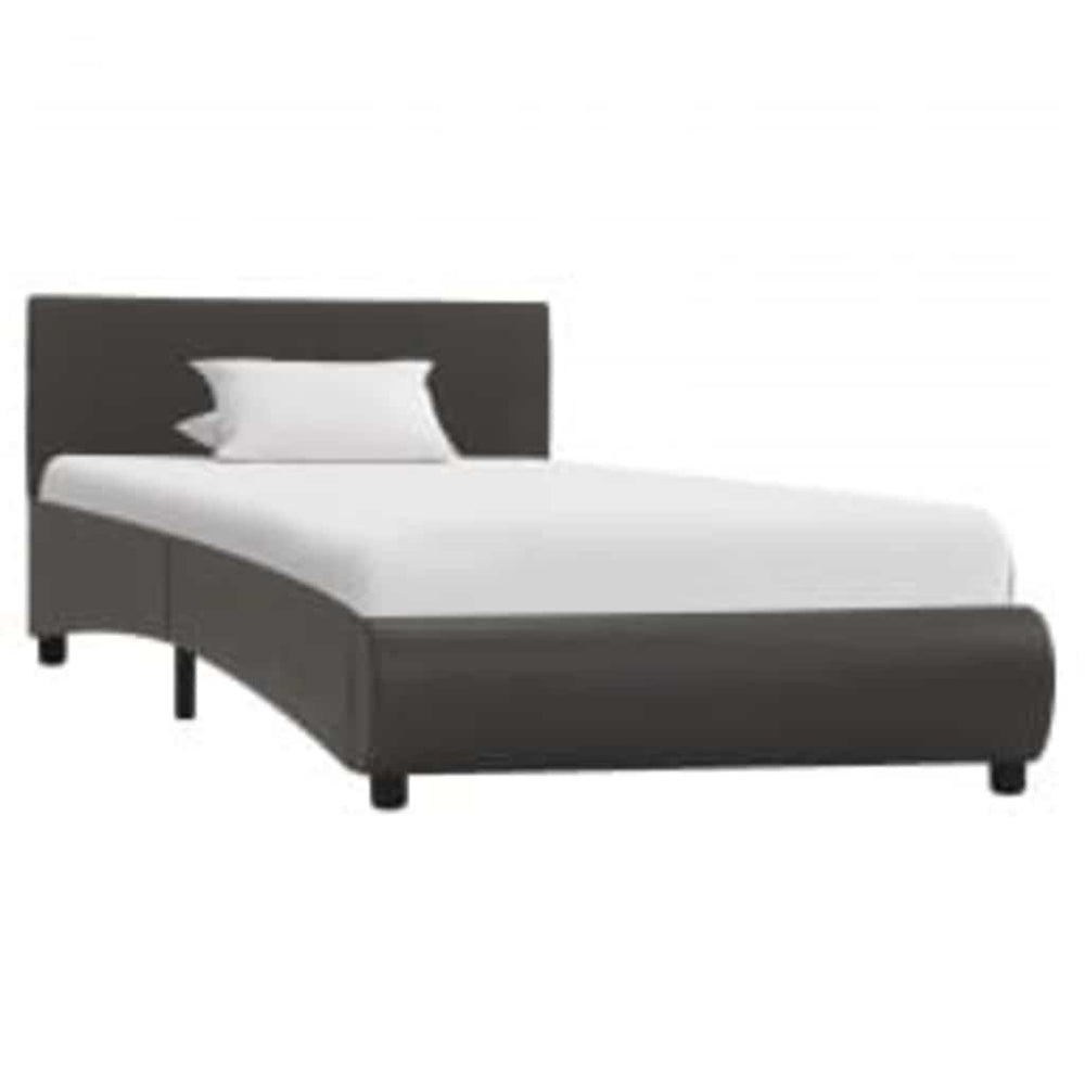 vidaXL LED Bed Frame Grey Faux Leather 100x200 cm