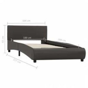vidaXL LED Bed Frame Grey Faux Leather 100x200 cm