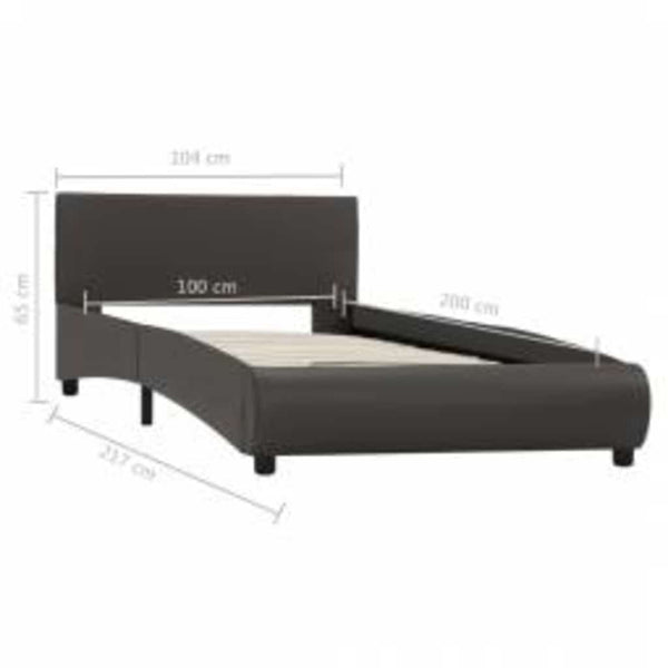 vidaXL LED Bed Frame Grey Faux Leather 100x200 cm
