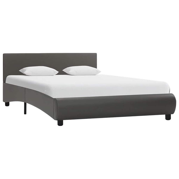 vidaXL LED Bed Frame Grey Faux Leather 120x200 cm