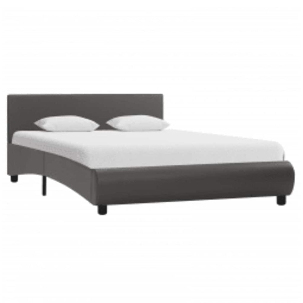vidaXL LED Bed Frame Grey Faux Leather 140x200 cm