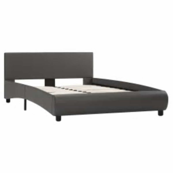 vidaXL LED Bed Frame Grey Faux Leather 140x200 cm