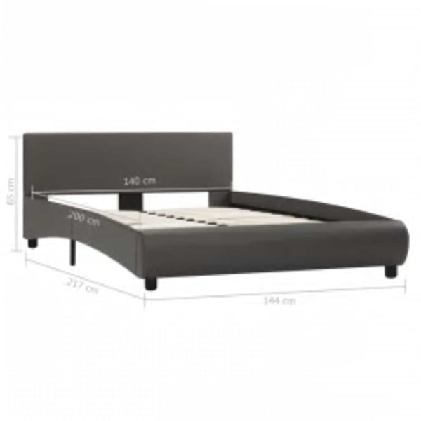vidaXL LED Bed Frame Grey Faux Leather 140x200 cm