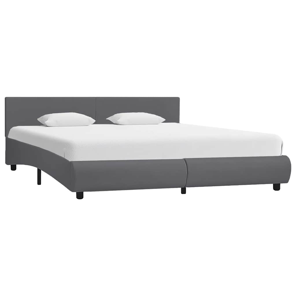 vidaXL Bed Frame with LED Gray Faux Leather 180x200 cm