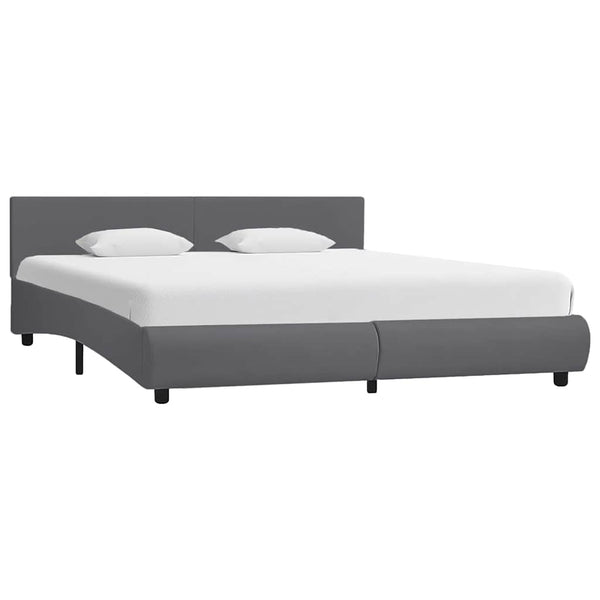 vidaXL Bed Frame with LED Gray Faux Leather 180x200 cm