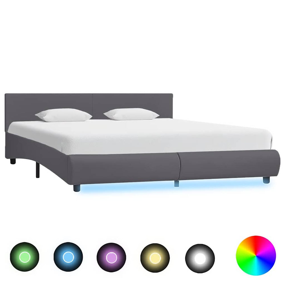 vidaXL Bed Frame with LED Gray Faux Leather 180x200 cm