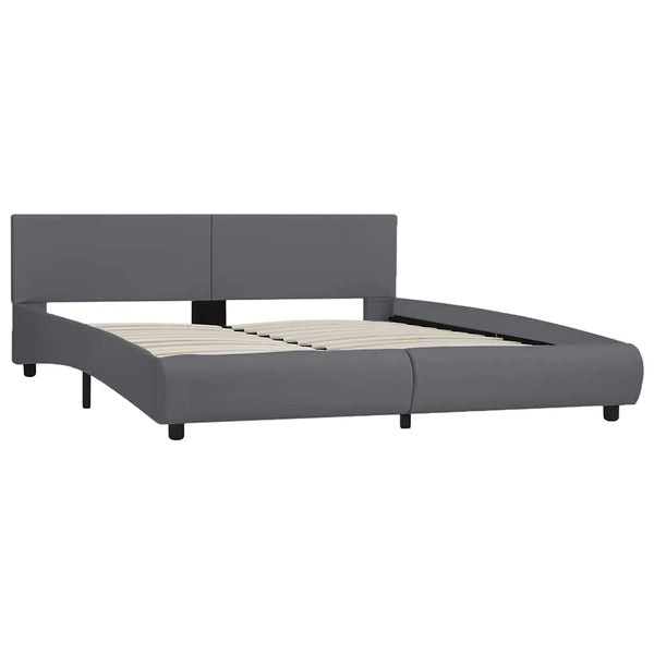 vidaXL Bed Frame with LED Gray Faux Leather 180x200 cm